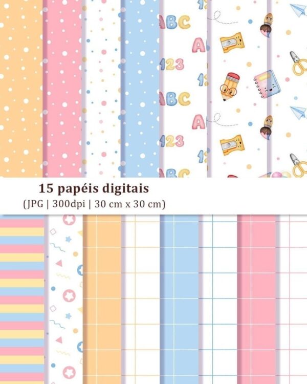 Kit Digital Volta Às Aulas Aquarela Raposa Panda Urso Png