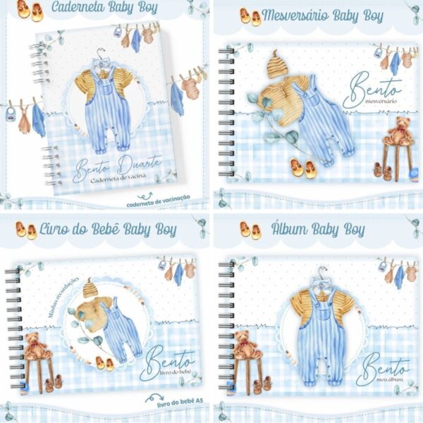 kit encadernacao baby menino arquivo digital livro do bebe menino baby 1