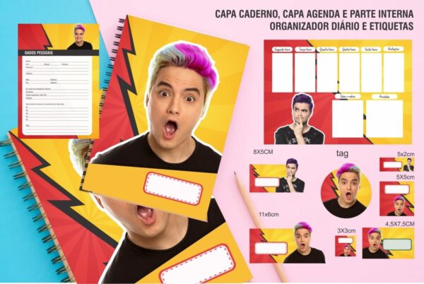 kit encadernacao felipe neto arquivo digital caderno felipe neto