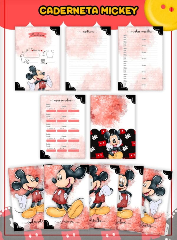 Kit Encadernação Infantil Mickey - Arquivo Digital
