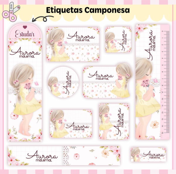 Kit Escolar Camponesa Menina - Arquivo Digital - Imagem 2