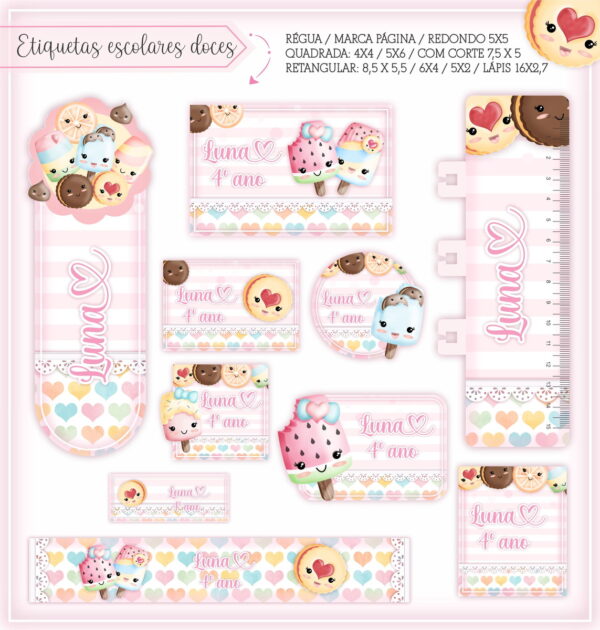 KIT ESCOLAR DOCINHOS CUTE - ARQUIVO DIGITAL - Imagem 4