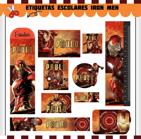 Kit Escolar Homem de Ferro - Arquivo Digital - Imagem 2
