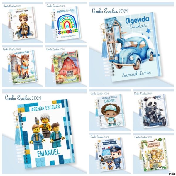 kit escolar meninas e meninos arquivo digital papelaria