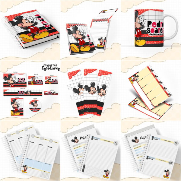 kit escolar mickey arquivo digital papelaria