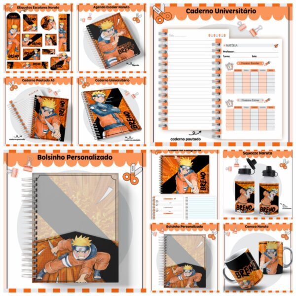 kit escolar naruto arquivo digital volta aulas 2023