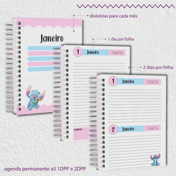 Kit Escolar Stitch Rosa 2025 - Arquivos Encadernação - Imagem 2