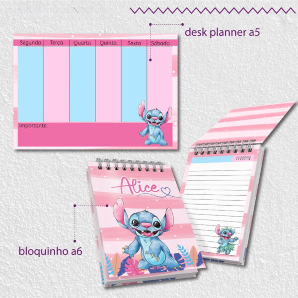 Kit Escolar Stitch Rosa 2025 - Arquivos Encadernação - Imagem 5
