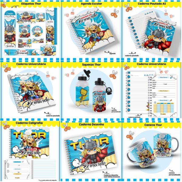 kit escolar thor arquivo digital caderno escolar