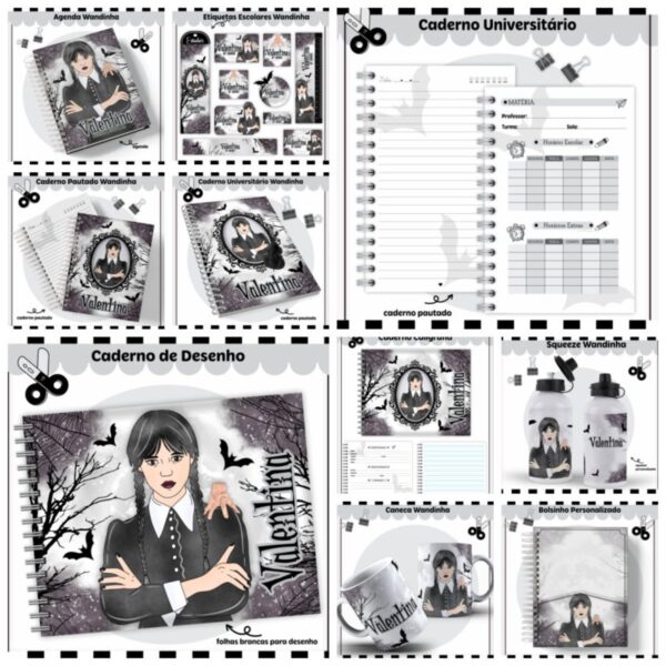 kit escolar wandinha arquivo digital kit escolar