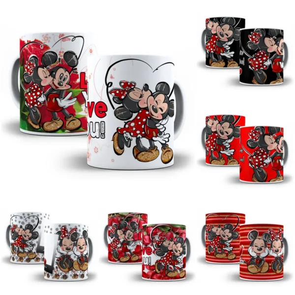 Kit Exclusivo Mickey e Minnie Artes Canecas Namorados