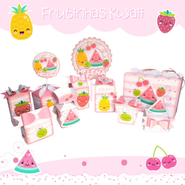 kit festa frutas kwaii arquivo digital kwaii