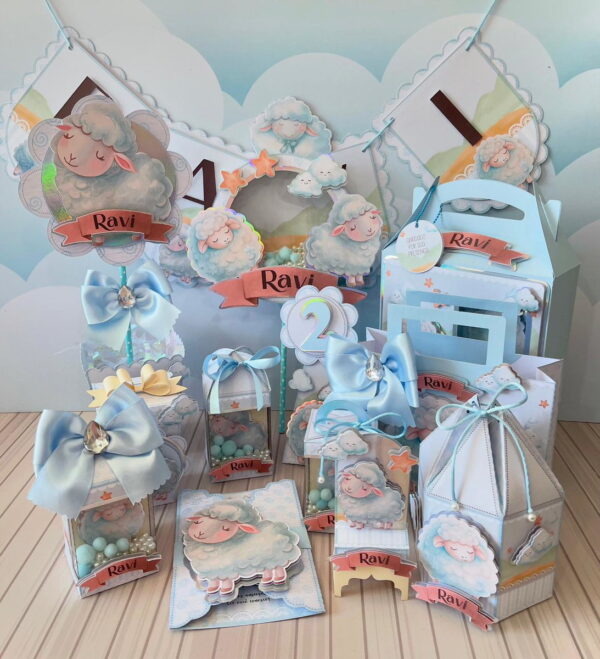 kit festa ovelhinha azul luxo studio e pdf montagem