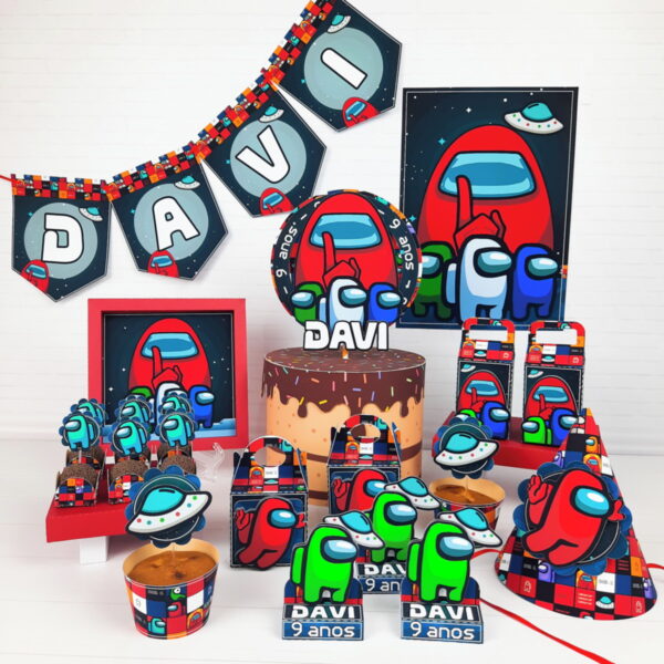 kit festa so um bolinho amoung us arquivo digital aniversarios e festas