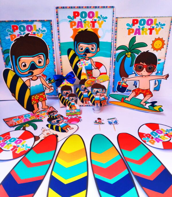 kit festa so um bolinho pool party menino arquivo digital arquivo de corte