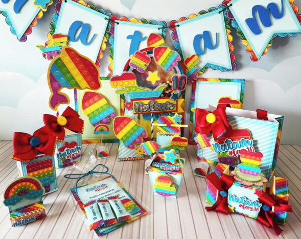 kit festa so um bolinho pop it cores menino arquivo digital kit festa pop it cores menino