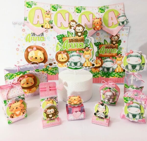 kit festa so um bolinho safari menina arquivo digital impressao