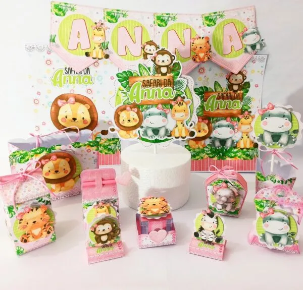 kit festa so um bolinho safari menina arquivo digital impressao