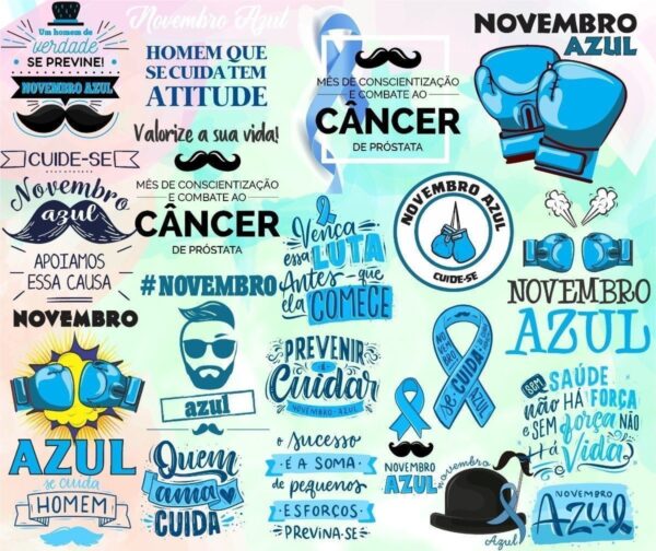 Kit Frases Novembro Azul Lettering Homem Masculino Prevenção