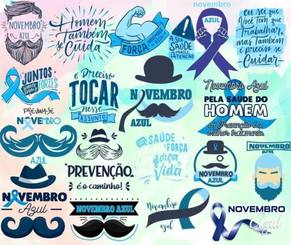 Kit Frases Novembro Azul Lettering Homem Masculino Prevenção
