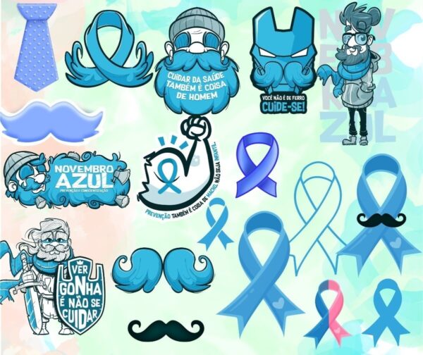 Kit Frases Novembro Azul Lettering Homem Masculino Prevenção