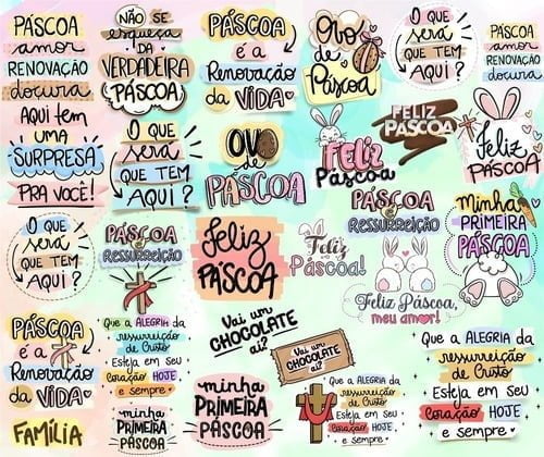 Kit Frases Png Páscoa Coelho Chocolate Para Personalizados