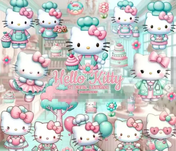 Kit Hello Kitty Png Alta Resolucao Scrapbooking E Sublimacao