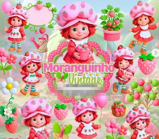 Kit Imagético Moranguinho Vintage - PNG Ideal para Crafts