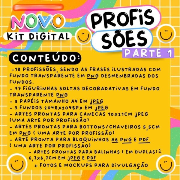 Kit Imprimível Profissões Balinha Botton Bloquinho Caneca