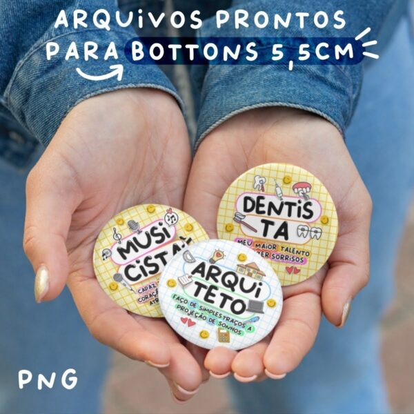 Kit Imprimível Profissões Balinha Botton Bloquinho Caneca