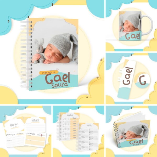 kit maternidade foto menino 1 arquivo digital caderneta personalizada