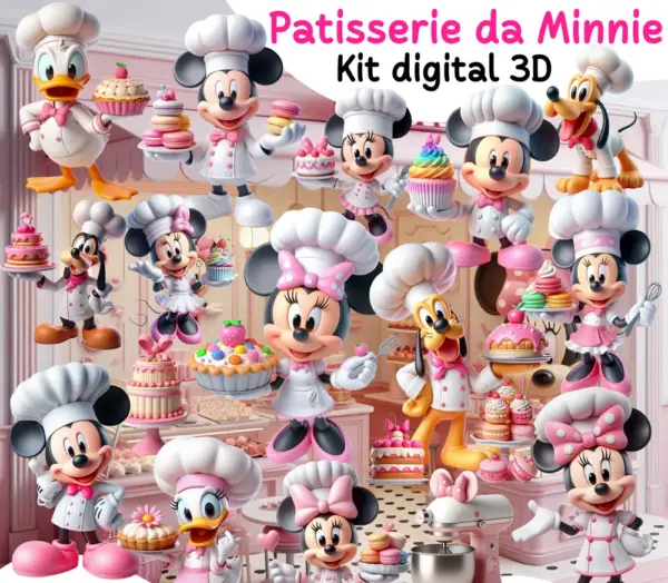 Kit Papelaria Personalizada Minnie Patisserie Em Png 2