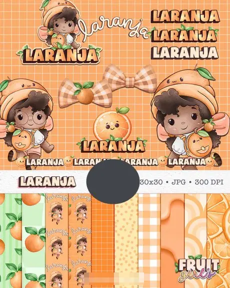 Kit para Sublimação - Boneca com Estampa de Laranja