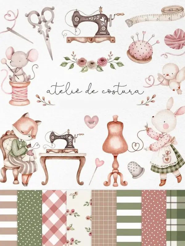 Kit Png Atelie De Costura Completo Para Artesanato Digital