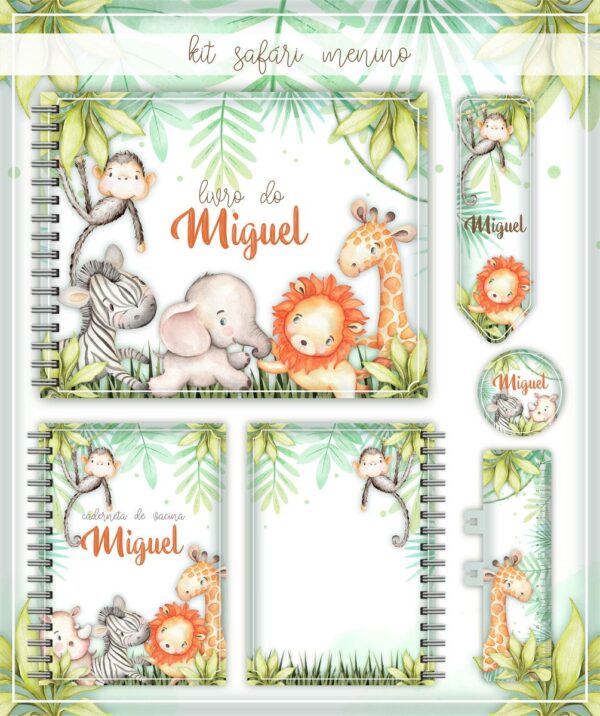 kit safari aquarela menino arquivo digital miolo digital