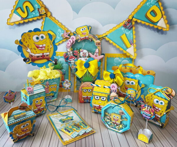 kit so um bolinho bob esponja arquivo digital caixa bala
