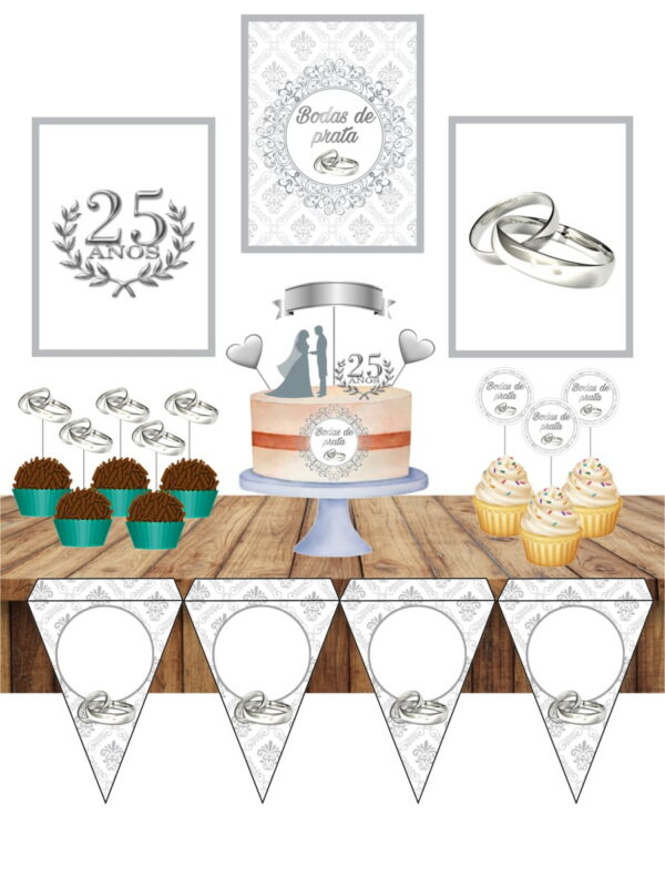 kit so um bolinho bodas de prata arquivo digital arte digital
