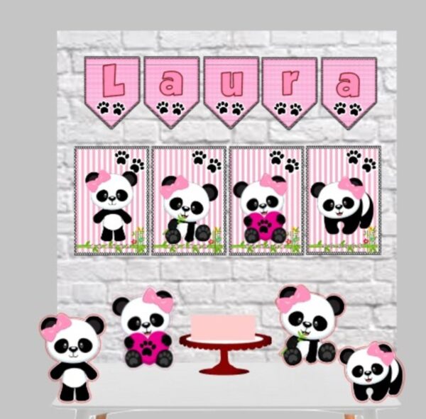 kit so um bolinho panda rosa arquivo digital papelaria