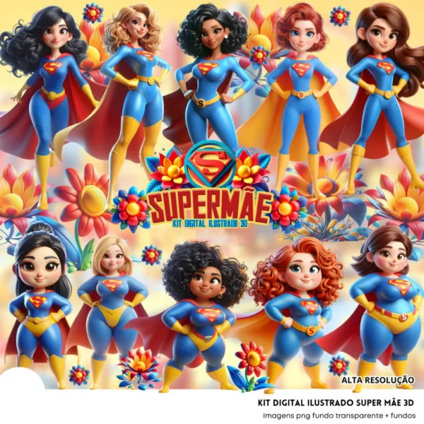 Kit Super Mae Para Presentes Personalizados Em Png