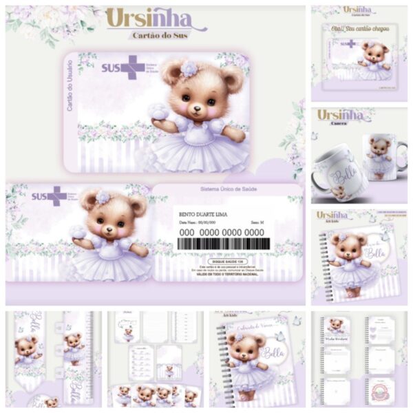 kit ursinha lavanda arquivo digital caderneta de saude menina 1