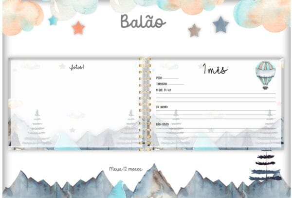 Livro 12 Meses Balão Menino - Arquivo Digital