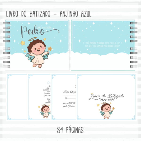 livro batizado anjinho azul arquivo digital arte digital