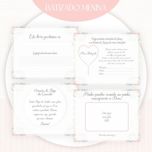 Livro Batizado Menina Rosa - Arquivo Digital - Imagem 2