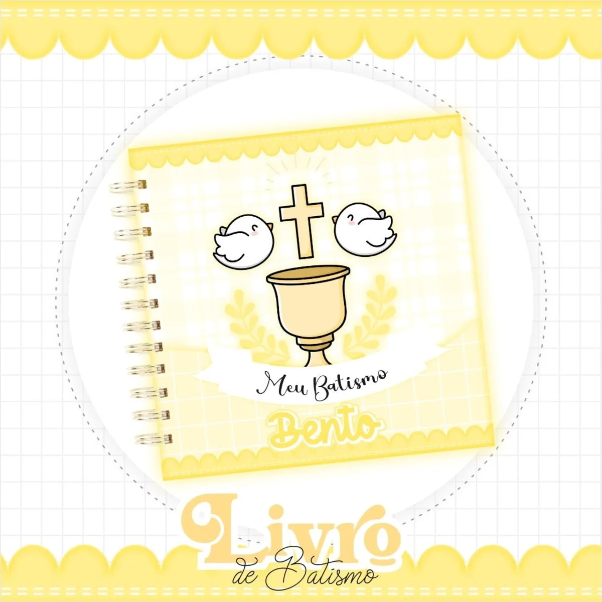 Livro Batizado Neutro Amarelo - Arquivo Digital