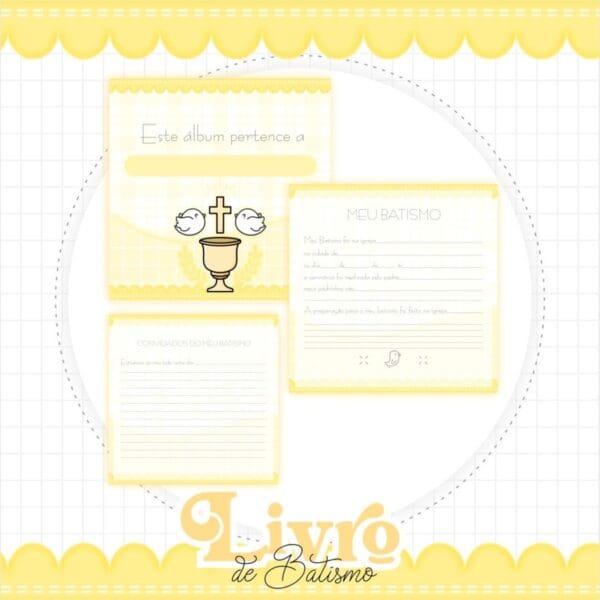 Livro Batizado Neutro Amarelo - Arquivo Digital - Imagem 2
