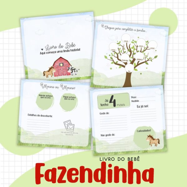 Livro bebê Fazendinha Menino - Arquivo Digital - Imagem 2
