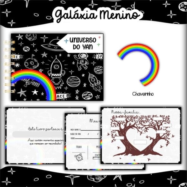 livro do bebe a5 galaxia menino arquivo digital acompanhamento mensal