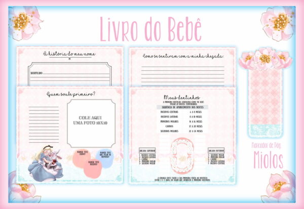 Livro do bebê Alice no Pais das Maravilhas - Arquivo Digital - Imagem 2