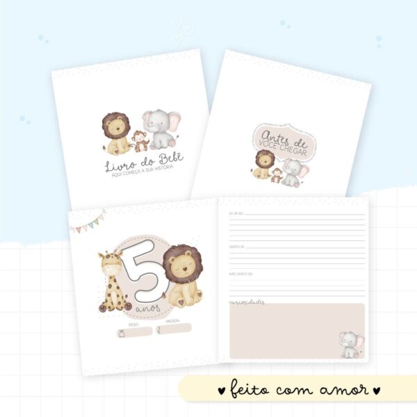 Livro do Bebê Animais Cute Menino - Arquivo Digital - Imagem 4