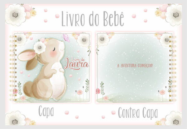 livro do bebe coelhinha neutra menina arquivo digital livro de recordacoes